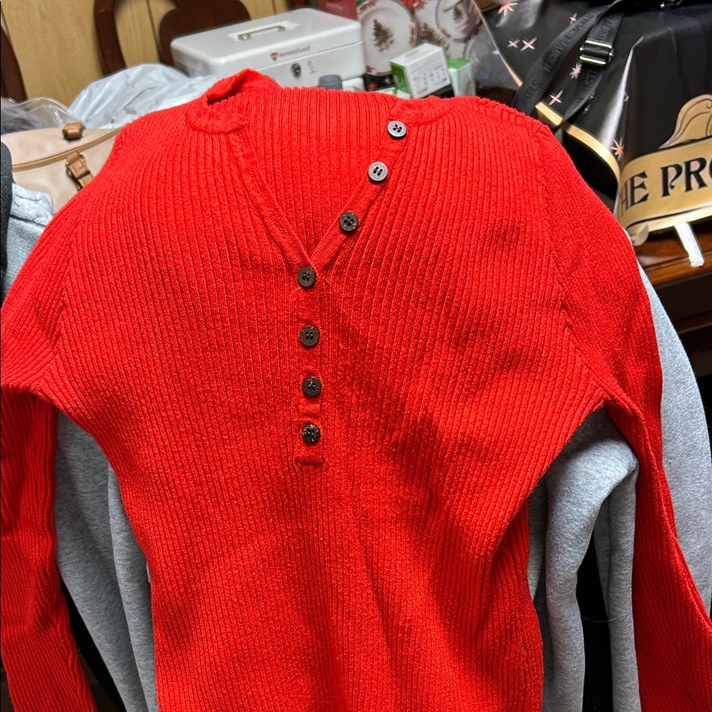 Vibrant Red V-Neck women’s Sweater
